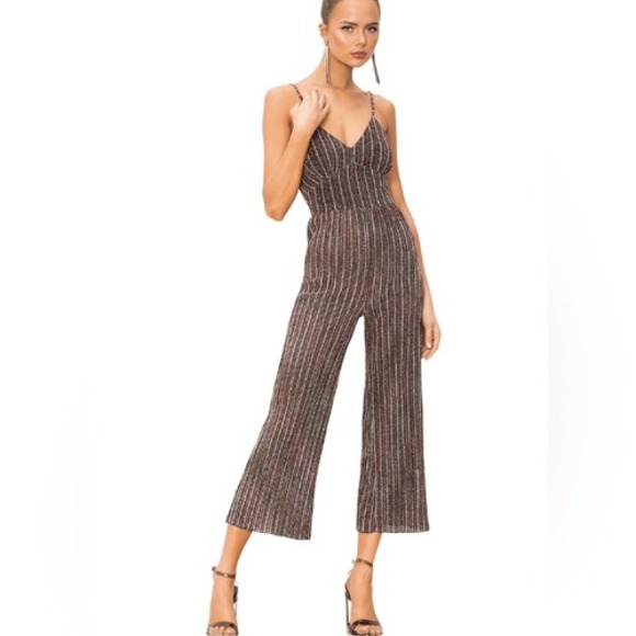 By The Way Julia Jumpsuit S Multi Color Stripe‎ Metallic Sparkly Princesscore - Picture 5 of 13
